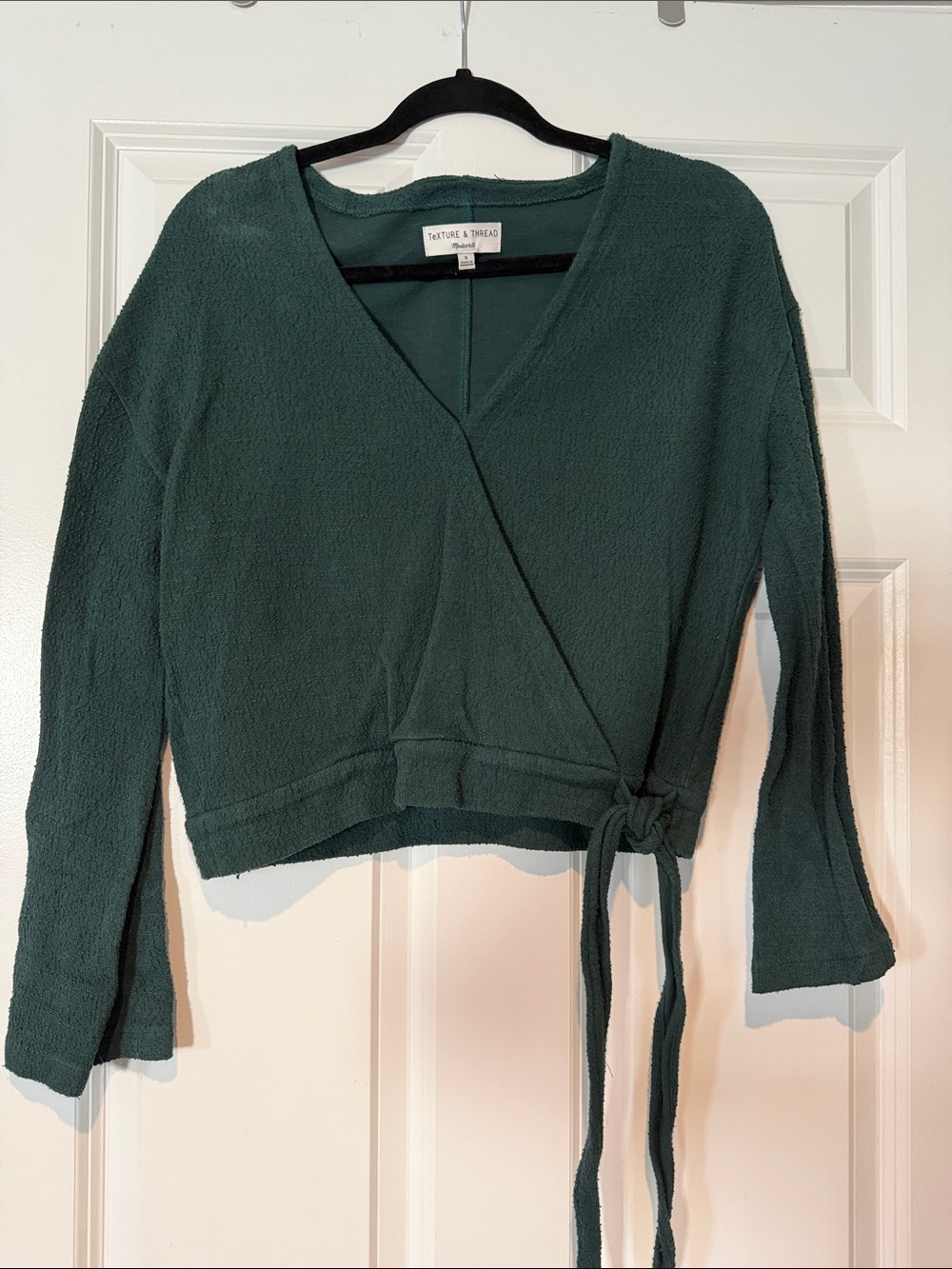 Madewell Deep Green V-Neck Wrap Sweater